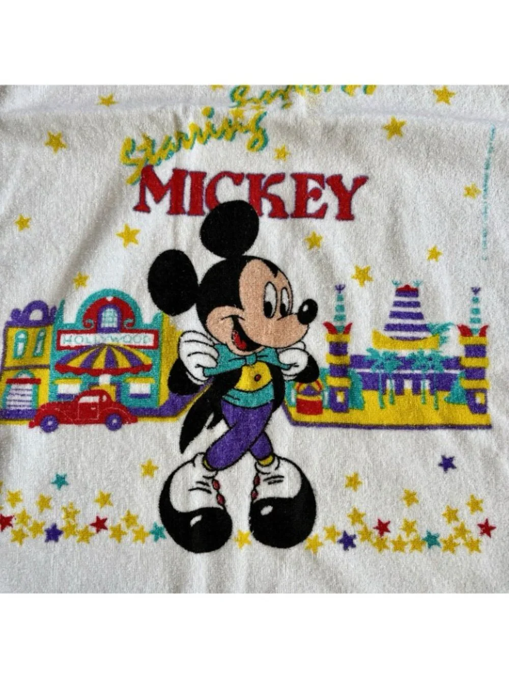 Vintage Mickey Mouse Hollywood Bath Beach Towel 23x42 Made In USA 100% Cotton **